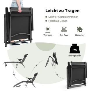 Costway  Ρυθμιζόμενη Ξαπλώστρα Αλουμινίου Εξωτερικού Χώρου136 x 67 ...