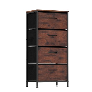 Costway Κομμόντα με 4 Συρτάρια  Ξύλινη Επιφάνεια & Μεταλλικό Πλαίσι...