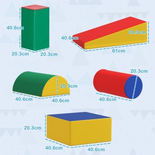 HOMCOM Σετ Μαλακών Κατασκευών για Παιδιά 1-3 Ετών με 5 Χρωματιστά Μ...