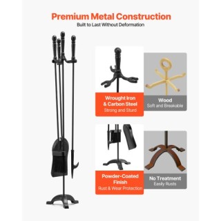 VEVOR Σετ Εργαλείων Τζακιού VEVOR, Μαύρο, 4 PCS, Διάσταση: 29.53 x ...