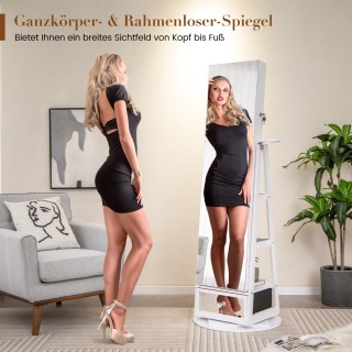 Costway Περιστρεφόμενη Κοσμηματοθήκη με Καθρέπτη και Κλειδαριά JV11...