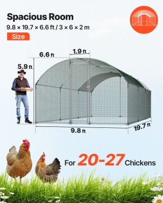 VEVOR Μεταλλικό Κοτέτσι Walk-in 9.8x19.3x6.5 ft με Κάλυμμα και Ασφα...