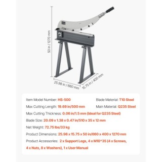 VEVOR Χειροκίνητο Υδραυλικό Ψαλίδι Γκιλοτίνα 500mm για Μεταλλικά Φύ... VEVOR Χειροκίνητο Υδραυλικό Ψαλίδι Γκιλοτίνα 500mm για Μεταλλικά Φύ...