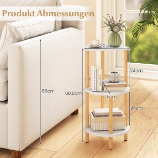 Costway Σετ 2 Στρογγυλά Βοηθητικά Τραπεζάκια 3 Επιπέδων από Μπαμπού...