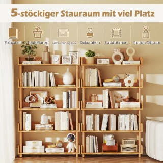 Costway Βιβλιοθήκη Δαπέδου με 5 Ανοιχτά Ράφια και Ξύλινο Σκελετό, 1... Costway Βιβλιοθήκη Δαπέδου με 5 Ανοιχτά Ράφια και Ξύλινο Σκελετό, 1...