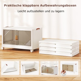 Costway Στοιβαζόμενα Κουτιά Αποθήκευσης με Ρόδες & Πόρτες JV12395WH Costway Στοιβαζόμενα Κουτιά Αποθήκευσης με Ρόδες & Πόρτες JV12395WH