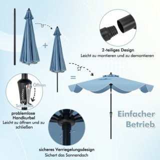 Costway Ομπρέλα Βεράντας με Ρυθμιζόμενη Κλίση και Κομψές Λεπτομέρει...