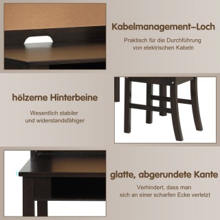 Costway  Σετ Παιδικό Γραφείο με Καφέ Επιφάνεια & Πινάκα - Περιλαμβά...