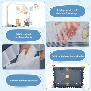 Costway Πολυλειτουργικό 4-σε-1 Βρεφικό Κρεβατάκι με Αποσπώμενη Κουρ...