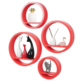 BAKAJI Τετράδα Μοντέρνων Στρογγυλών Επιτοίχιων Ραφιών MDF σε Κόκκιν... BAKAJI Τετράδα Μοντέρνων Στρογγυλών Επιτοίχιων Ραφιών MDF σε Κόκκιν...