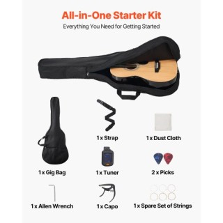 VEVOR Δέμα Ακουστικής Κιθάρας Dreadnought 36 για Αρχάριους με Θήκη ...