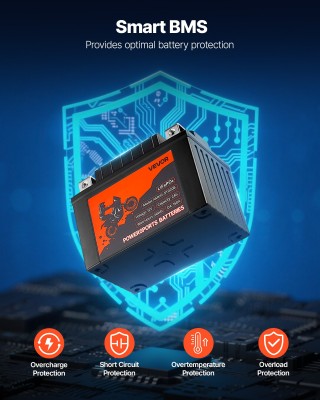 VEVOR Μπαταρία Μοτοσικλέτας 12V 2Ah LiFePO4 Λιθίου, Υψηλής Απόδοσης...