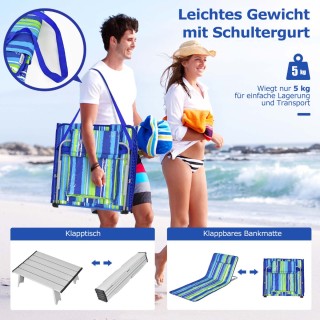 Costway Σετ Ξαπλώστρας με 2 Στρώματα Παραλίας και Πλαϊνό Τραπέζι Ρ... Costway Σετ Ξαπλώστρας με 2 Στρώματα Παραλίας και Πλαϊνό Τραπέζι Ρ...