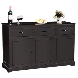 Costway Ξύλινος Μπουφές Καφέ με 3 Πόρτες 136 x 43 x 86 cm HW66311BN+