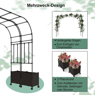 Costway Πέργκολα Κήπου με Μεταλλικό Καφασωτό και 2 Φυτοδοχεία GT4354