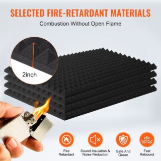 VEVOR  Σετ 4 Ακουστικών Πάνελ 48x24x2 για Στούντιο Τοίχο & Οροφή FZ...