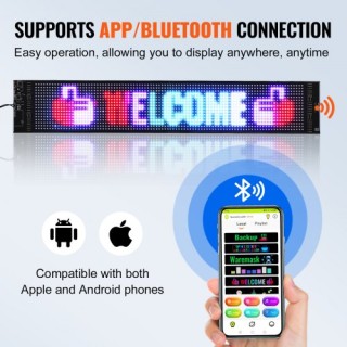 Προγραμματιζόμενη LED Πινακίδα VEVOR 68x12cm P6 Πλήρους Χρώματος R... Προγραμματιζόμενη LED Πινακίδα VEVOR 68x12cm P6 Πλήρους Χρώματος R...