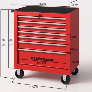 STAKMANN Καρότσι Εργαλείων με 7 Συρτάρια Κόκκινο Καρότσι για Εργαλε...