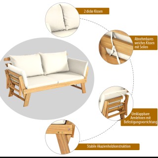 Costway Ξύλινος Καναπές-Κρεβάτι Εξωτερικού Χώρου από Ακακία 198 x 7...