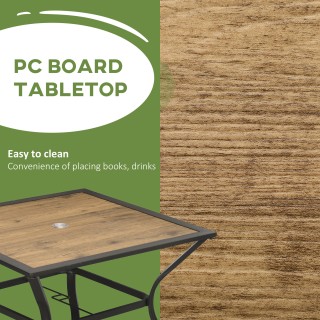 Τραπέζι κήπου Outsunny Brown για 4 με κεντρική τρύπα ομπρέλας, 94L ...