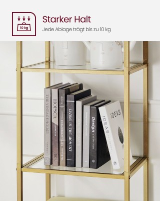 Ράφι 5 Επιπέδων VASAGLE, Μεταλλικό Χρυσό/Διαφανές 