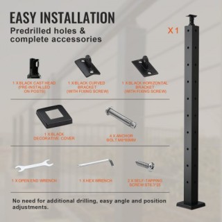 Γωνιακός Μαύρος Στύλος Κάγκελου VEVOR 36x2x2in 1τμχ 1JZLGZ91455HVM... Γωνιακός Μαύρος Στύλος Κάγκελου VEVOR 36x2x2in 1τμχ 1JZLGZ91455HVM...