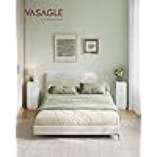 VASAGLE Λευκό Κομοδίνο 25x30x65cm με 2 Συρτάρια και Ρυθμιζόμενο Ανο...