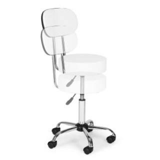 ModernHome Περιστρεφόμενο Σκαμπό με Πλάτη  Λευκό BC009-W