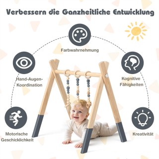 Costway Ξύλινο Γυμναστήριο Δραστηριοτήτων για Μωρά με 3 Παιχνίδια -... Costway Ξύλινο Γυμναστήριο Δραστηριοτήτων για Μωρά με 3 Παιχνίδια -...