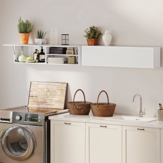 HOMCOM Κινητή Μπάνιο Τοίχου με Πόρτα με Αμορτισέρ, 2 Θήκες και Ρυθμ... HOMCOM Κινητή Μπάνιο Τοίχου με Πόρτα με Αμορτισέρ, 2 Θήκες και Ρυθμ...