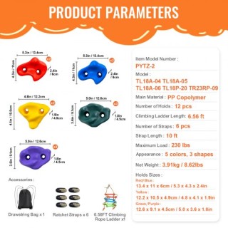 Σετ Αναρρίχησης Δέντρων VEVOR Ninja με 12 Λαβές, 6 Ιμάντες και Σκάλ... Σετ Αναρρίχησης Δέντρων VEVOR Ninja με 12 Λαβές, 6 Ιμάντες και Σκάλ...