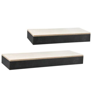 BAKAJI Σετ 2 Ορθογώνιων Ραφιών Τοίχου, Μεταλλικό και Ξύλινο Ράφι, 2...