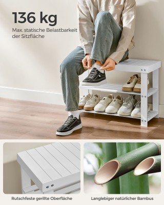 SONGMICS Ξύλινη Παπουτσοθήκη 70x28.7x45.3cm Λευκή LCR004W01 SONGMICS Ξύλινη Παπουτσοθήκη 70x28.7x45.3cm Λευκή LCR004W01