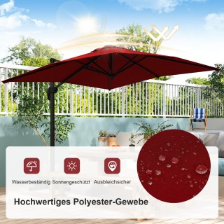 Ρυθμιζόμενη Ομπρέλα Κήπου με Περιστροφή 360° 250 x 250 cm και Ανθεκ...