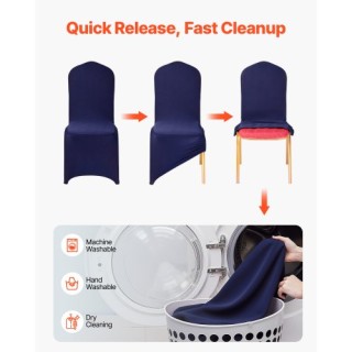 VEVOR Σετ 50 Καλύμματα Καρέκλας Navy Blue, Ελαστική Πολυεστερική Σύ...