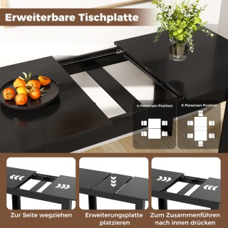 Costway Επεκτάσιμο Τραπέζι Φαγητού για 4-6 Άτομα με Κλασικό Σχεδιασ...