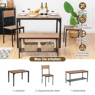 Costway Σύγχρονο Σετ Τραπεζαρίας 4 Τεμαχίων με Τραπέζι, Πάγκο και 2... Costway Σύγχρονο Σετ Τραπεζαρίας 4 Τεμαχίων με Τραπέζι, Πάγκο και 2...