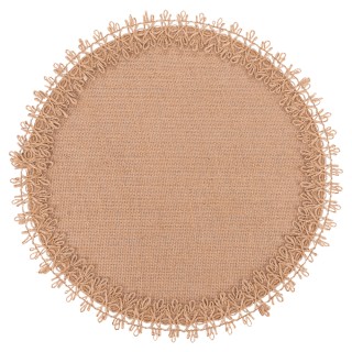 Villa dEste Home Στρογγυλό σουπλά 38 εκ. από γιούτα με κεντημένο πε...