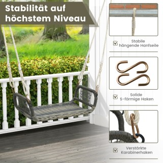 Costway  Ρατάν Κούνια με Εργονομικό Σχέδιο και Ανθεκτικό Μεταλλικό ...