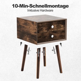 Costway  Στυλάτο και Λειτουργικό Ξύλινο Κομοδίνο με Δύο Συρτάρια κα...