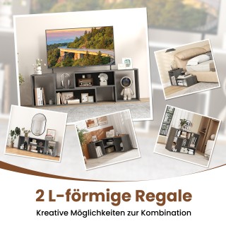 Costway Γκρι Τηλεοπτική Σύνθεση 2 τεμ. για Τηλεοράσεις έως 60 ίντσε...