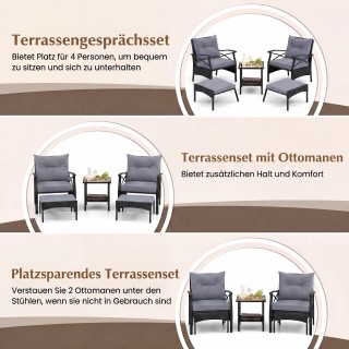 Costway Πενταμελές Σετ Επίπλων Βεράντας από Πλεκτό Rattan - Εξωτερι...