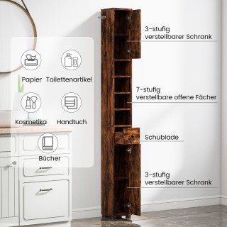 Costway Καμπίνα Μπάνιου με 2 Πόρτες & 1 Συρτάρι & Ρυθμιζόμενα Ράφια...