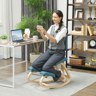 HOMCOM Καρέκλα Κουνιστή Προσευχητική σε Ύφασμα Λινό Εφέ και Ξύλο Ση...