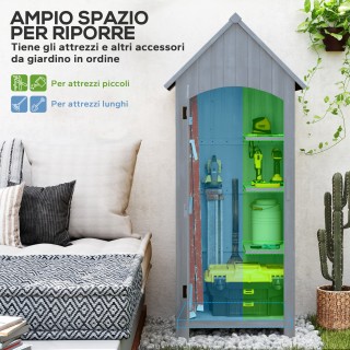 Outsunny Ξύλινη Αποθήκη Εργαλείων με 3 Ράφια και Αδιάβροχη Σκεπή απ... Outsunny Ξύλινη Αποθήκη Εργαλείων με 3 Ράφια και Αδιάβροχη Σκεπή απ...