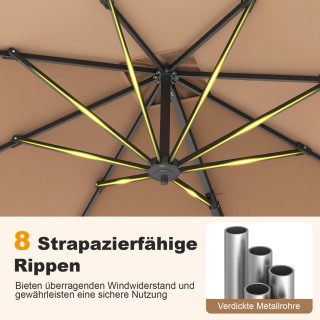 Costway Μεγάλη Ορθογώνια Ομπρέλα Κήπου 250 x 250 cm με Μανιβέλα σε ...