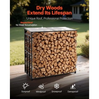 VEVOR Υπόστεγο Ξυλείας με Κεκλιμένη Στέγη, Μεταλλική Αποθήκη Ξύλων ...