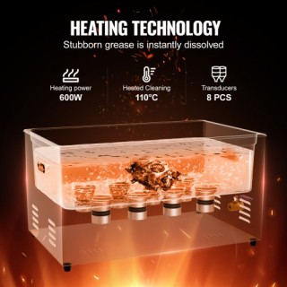 VEVOR  22L Υπερηχητικός Καθαριστής με Θερμαντήρα, Χρονοδιακόπτη & Κ...