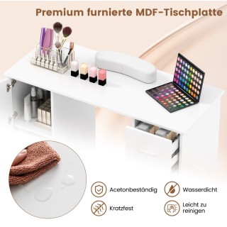 Costway Τραπέζι Μανικιούρ με Αποθηκευτικό Χώρο και Ανθεκτική Επιφάν...