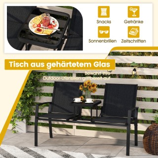 Costway Διθέσιος Κήπου Με Τραπέζι - Καναπές με Αναπνέον Ύφασμα για ...